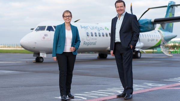 Aer Lingus CEO Lynne Embleton with Emerald Airlines CEO Conor McCarthy