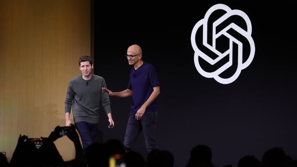 Former OpenAI CEO Sam Altman (left) and Microsoft CEO Satya Nadella (right)