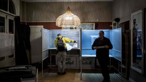 People cast their vote at a polling station in Winterswijk